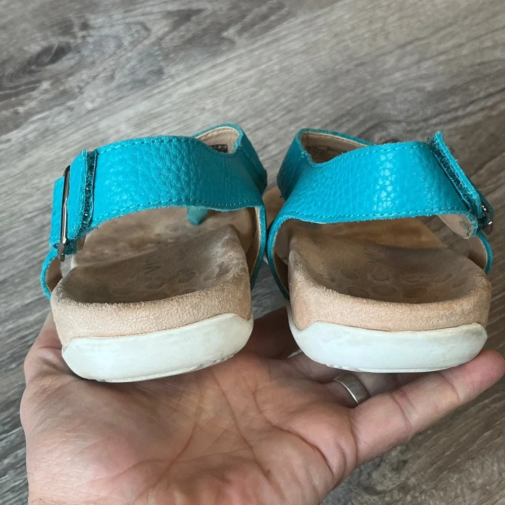 Vionic Terra Toe-Post Orthotic Leather Sandals Lake‎ Blue Womens 7 UK 5 E 38